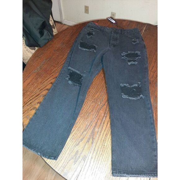 New Jr Junior Size 11 No Boundaries Black Distressed Denim Blue Jeans Ripped NWT - Picture 1 of 8